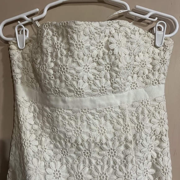 Lilly Pulitzer White “Bowen” Lace Strapless Vintage Floral Dress Size 4 - Picture 4 of 12